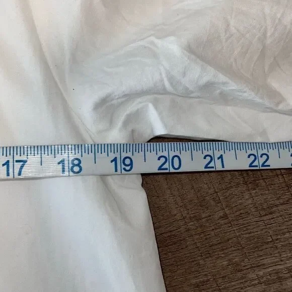 ADDISON BAY ISLE DRESS 100% Poplin Cotton White Blue Pipping Drop Waist Midi Sma - Picture 10 of 11